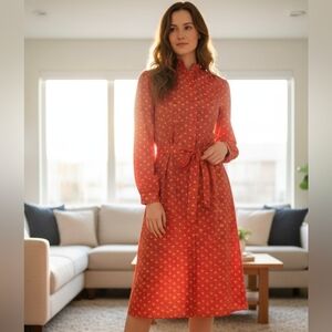 1980's Floral Button Up Dress